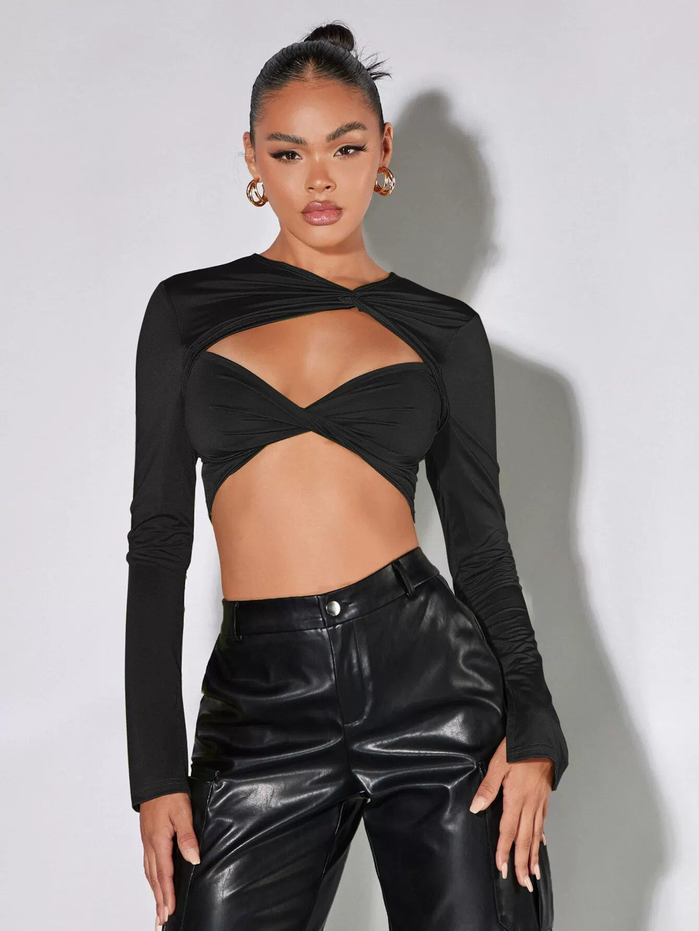 ZARA Trendy Cropped Top with for Spring Summer Slim Fit